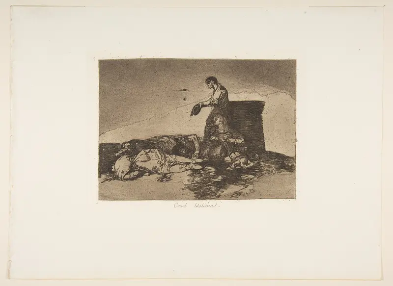 Plate 48 from "The Disasters of War" (Los Desastres de la Guerra): 'Cruel tale of woe!' (Cruel Lástima!) Wall Art by Goya (Francisco de Goya y Lucientes) - High-Resolution Digital Print