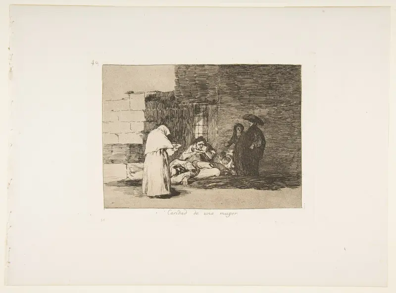 Plate 49 from "The Disasters of War" (Los Desastres de la Guerra): 'A woman's charity' (Caridad de una muger) Wall Art by Goya (Francisco de Goya y Lucientes) - High-Resolution Digital Print