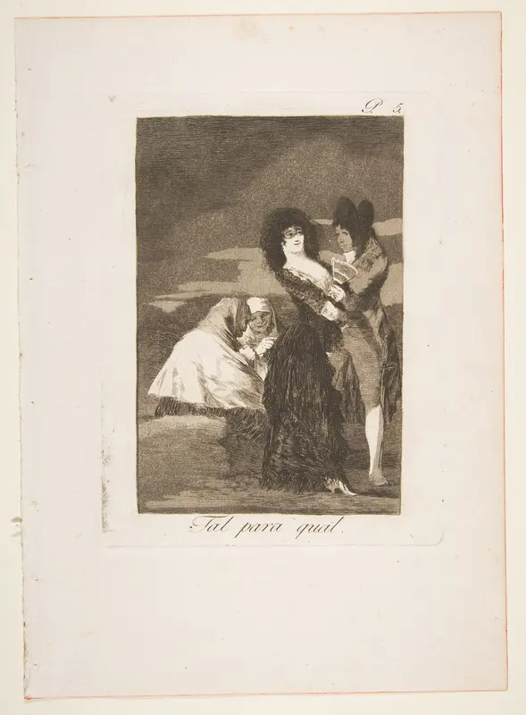 Plate 5 from "Los Caprichos": Two of a kind (Tal para qual) Wall Art by Goya (Francisco de Goya y Lucientes) - High-Resolution Digital Print