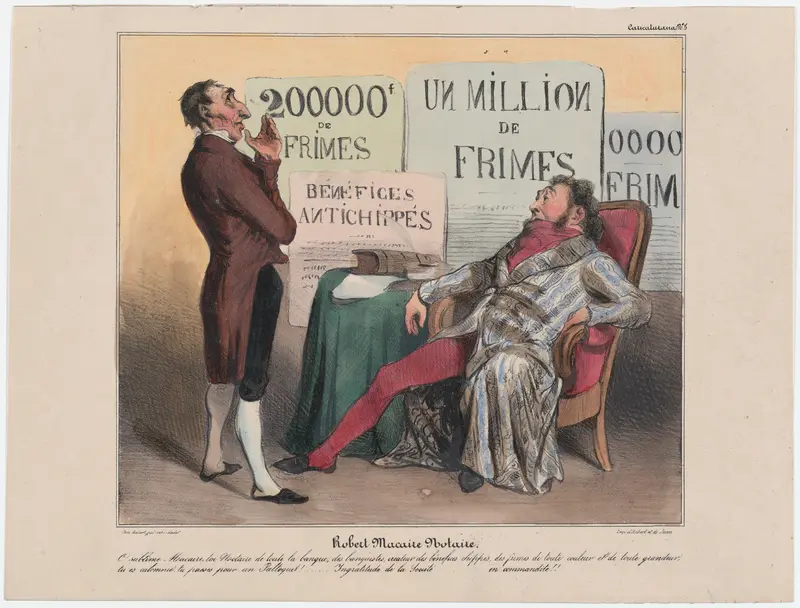 Plate 5: Robert Macaire as notary public, from 'Caricaturana,' published in Les Robert Macaires Wall Art by Honoré Daumier - High-Resolution Digital Print