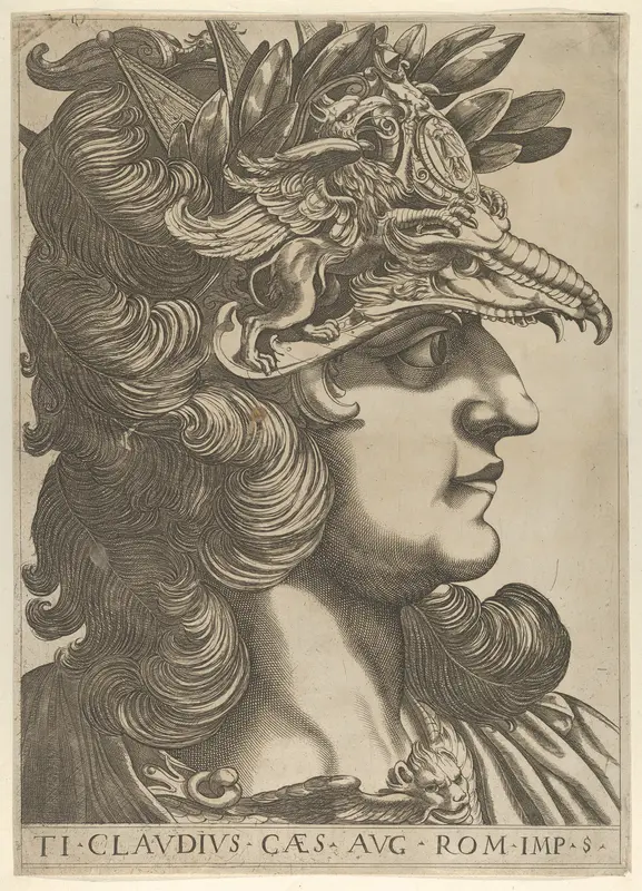 Plate 5: Tiberius Claudius in profile to the right, from "The Twelve Caesars" Wall Art by Anonymous - High-Resolution Digital Print