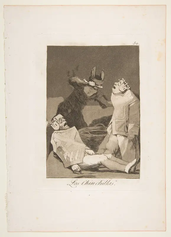 Plate 50 from "Los Caprichos": The Chinchillas (Los Chinchillas) Wall Art by Goya (Francisco de Goya y Lucientes) - High-Resolution Digital Print