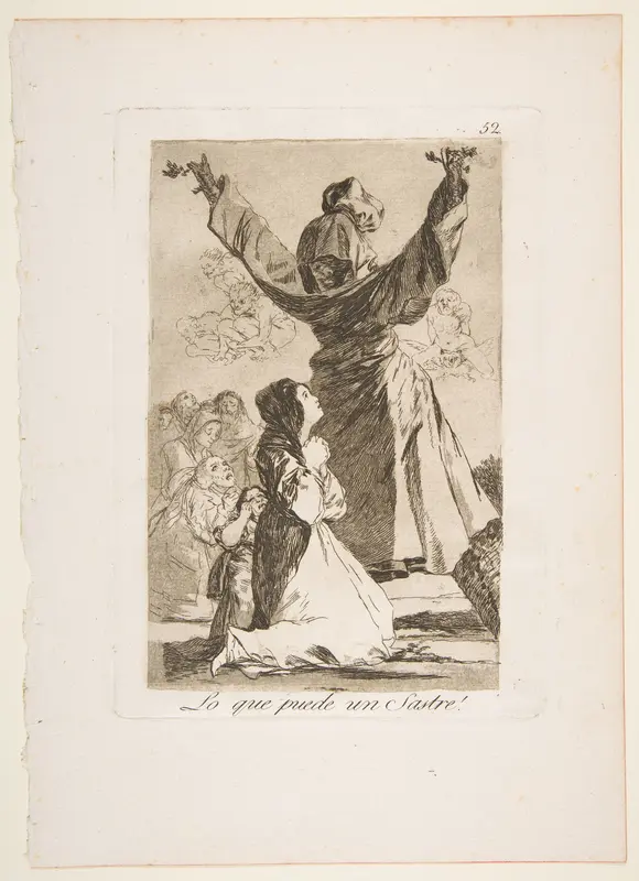 Plate 52 from "Los Caprichos": What a tailor can do! (Lo que puede un Sastre!) Wall Art by Goya (Francisco de Goya y Lucientes) - High-Resolution Digital Print