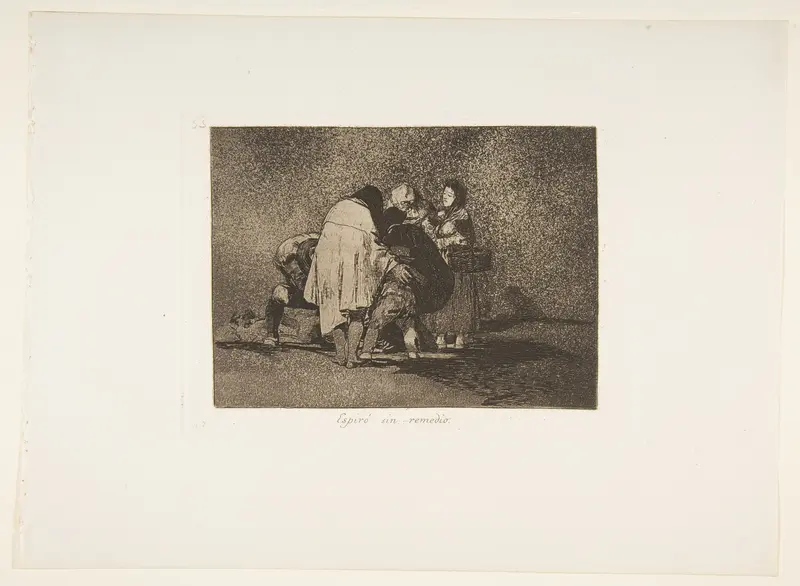 Plate 53  from "The Disasters of War" (Los Desastres de la Guerra): 'There was nothing to be done and he died' (Espiró sin remedio) Wall Art by Goya (Francisco de Goya y Lucientes) - High-Resolution Digital Print