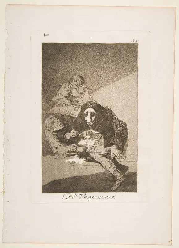 Plate 54 from "Los Caprichos": The shamefaced one (El Vergonzoso) Wall Art by Goya (Francisco de Goya y Lucientes) - High-Resolution Digital Print