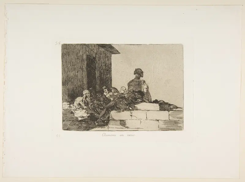 Plate 54 from "The Disasters of War" (Los Desastres de la Guerra): 'Appeals are in vain' (Clamores en vano) Wall Art by Goya (Francisco de Goya y Lucientes) - High-Resolution Digital Print