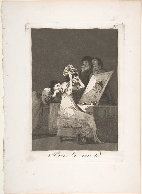 Plate 55 from "Los Caprichos": Until death (Hasta la muerte) Wall Art by Goya (Francisco de Goya y Lucientes) - High-Resolution Digital Print