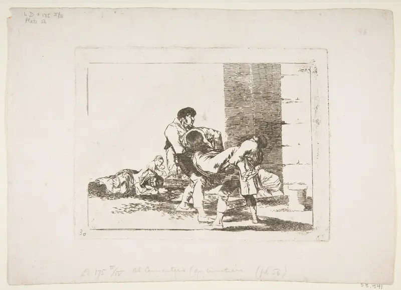 Plate 56, To the cemetery (Al cementerio), from "The Disasters of War" (Los Desastres de la Guerra)