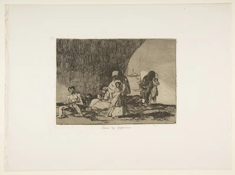Plate 57  from "The Disasters of War" (Los Desastres de la Guerra): 'The healthy and the sick' (Sanos y enfermos) Wall Art by Goya (Francisco de Goya y Lucientes) - High-Resolution Digital Print