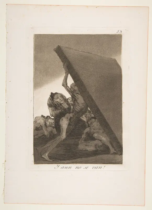 Plate 59 from "Los Caprichos": And still they don't go! (Y aun no se van!) Wall Art by Goya (Francisco de Goya y Lucientes) - High-Resolution Digital Print