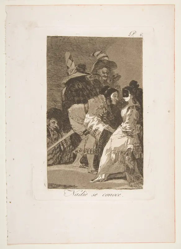 Plate 6 from "Los Caprichos":  Nobody knows himself (Nadie se conoce) Wall Art by Goya (Francisco de Goya y Lucientes) - High-Resolution Digital Print