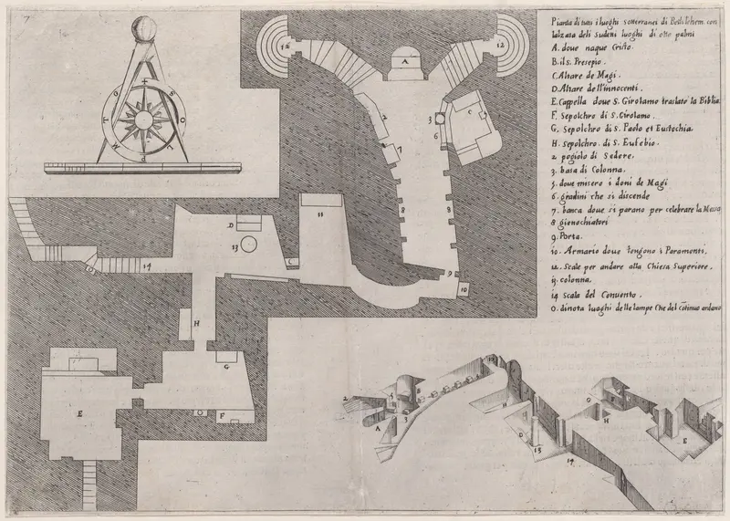 Plate 6, from "Trattato delle Piante & Immagini de Sacri Edifizi di Terra Santa" (Treatise of the Plans & Images of the Sacred Buildings of the Holy Land) Wall Art by Jacques Callot - High-Resolution Digital Print