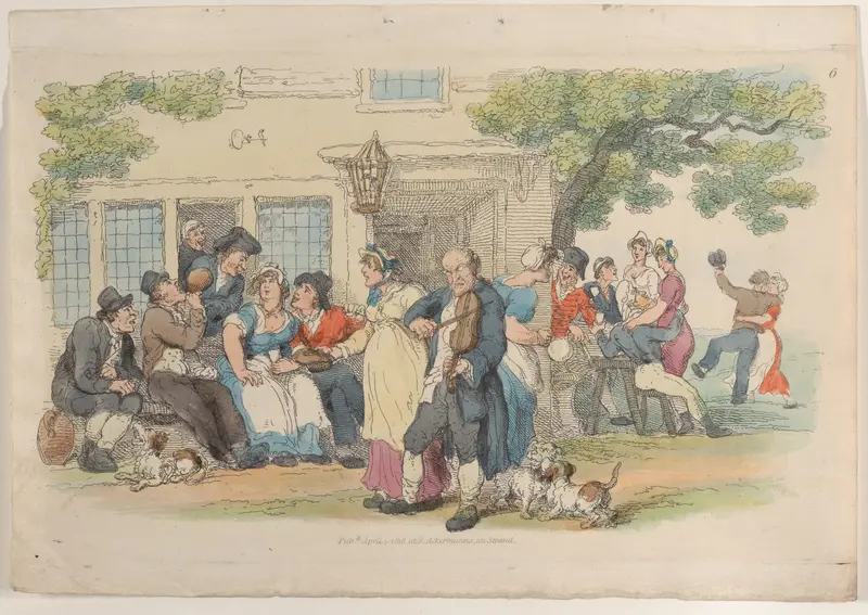 Plate 6: The Ale-House Door, from "World in Miniature" Wall Art by Thomas Rowlandson - High-Resolution Digital Print