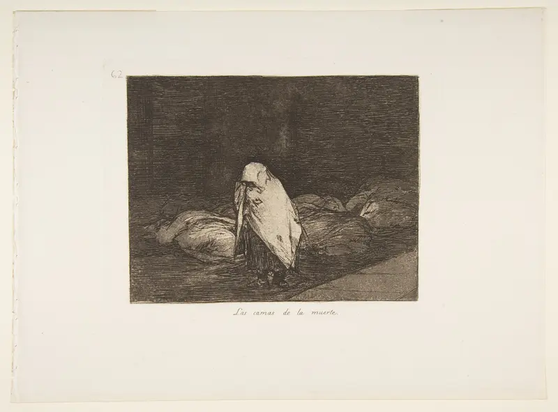 Plate 62  from "The Disasters of War" (Los Desastres de la Guerra): 'The beds of death' (Las camas de la muerte) Wall Art by Goya (Francisco de Goya y Lucientes) - High-Resolution Digital Print