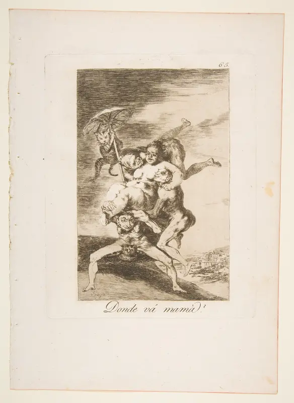 Plate 65 from "Los Caprichos": Where is mom going? (Donde vá mamá?) Wall Art by Goya (Francisco de Goya y Lucientes) - High-Resolution Digital Print
