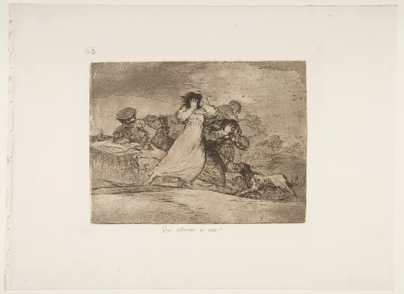 Plate 65  from "The Disasters of War" (Los Desastres de la Guerra): 'What is this hubbub?' (Qué alboroto es este?) Wall Art by Goya (Francisco de Goya y Lucientes) - High-Resolution Digital Print