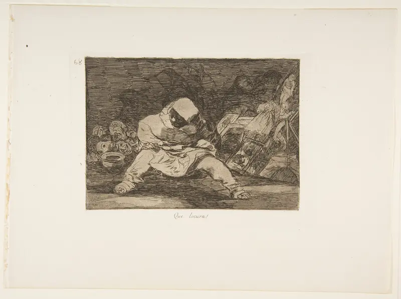 Plate 68 from "The Disasters of War" (Los Desastres de la Guerra): 'What madness!' (Que locura!) Wall Art by Goya (Francisco de Goya y Lucientes) - High-Resolution Digital Print