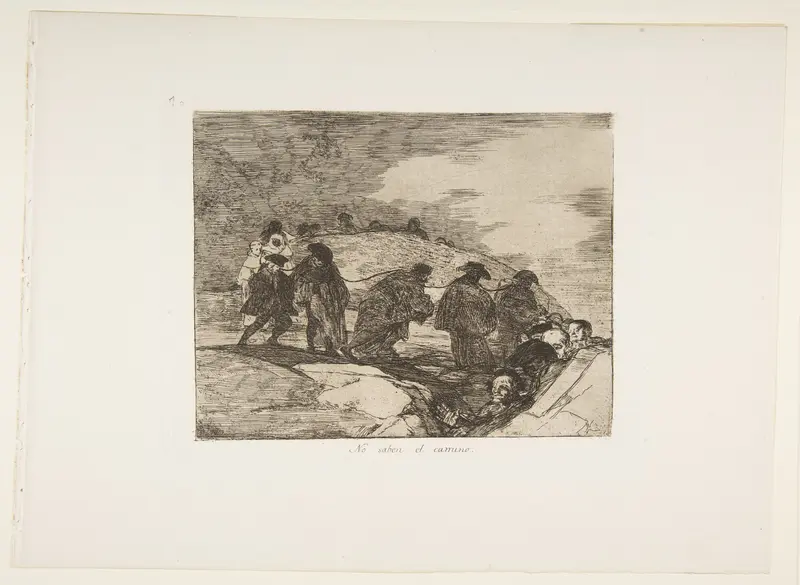 Plate 70  from "The Disasters of War" (Los Desastres de la Guerra): 'They do not know the way' (No saben el camino) Wall Art by Goya (Francisco de Goya y Lucientes) - High-Resolution Digital Print