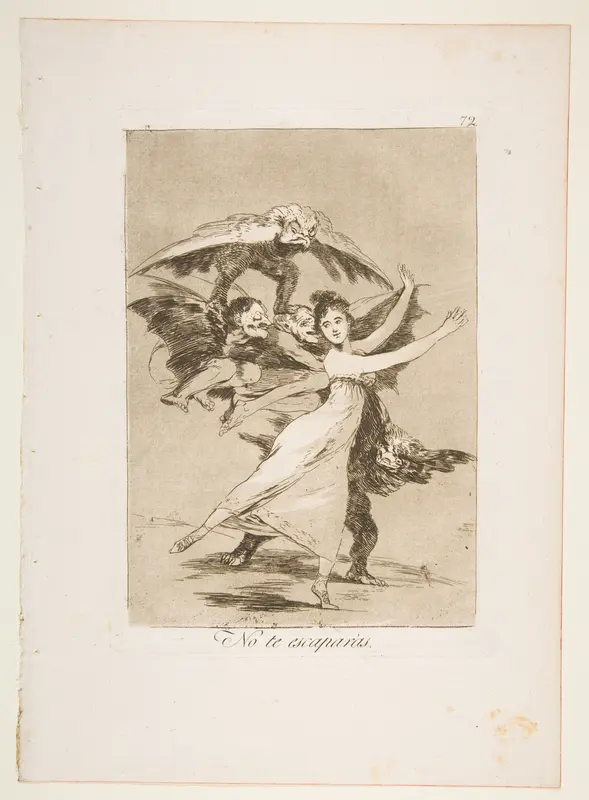 Plate 72 from "Los Caprichos": You will not escape (No te escaparàs) Wall Art by Goya (Francisco de Goya y Lucientes) - High-Resolution Digital Print
