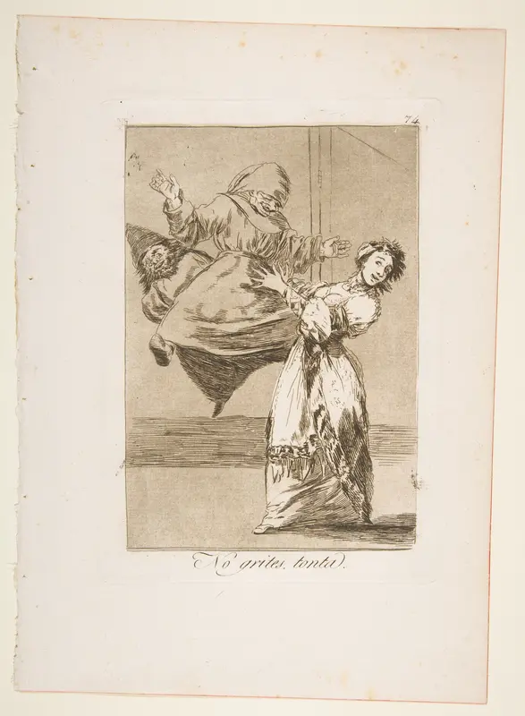 Plate 74 from "Los Caprichos": Don't scream, stupid (No grites, tonta) Wall Art by Goya (Francisco de Goya y Lucientes) - High-Resolution Digital Print