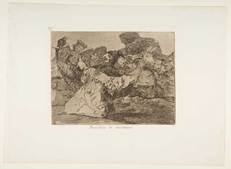 Plate 75 from "The Disasters of War" (Los Desastres de la Guerra): 'Charlatan's show' (Farándula de charlatanes) Wall Art by Goya (Francisco de Goya y Lucientes) - High-Resolution Digital Print