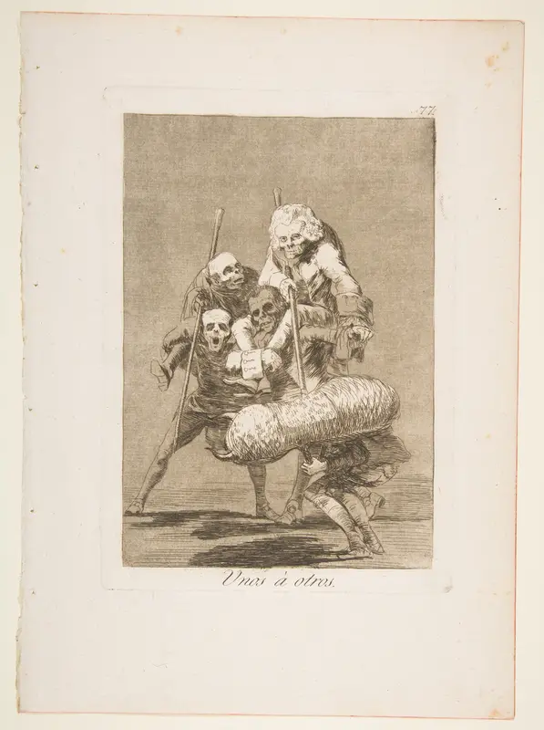Plate 77 from "Los Caprichos": What one does to another (Unos á otros) Wall Art by Goya (Francisco de Goya y Lucientes) - High-Resolution Digital Print
