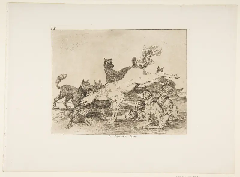 Plate 78 from "The Disasters of War" (Los Desastres de la Guerra): 'He defends himself well' (Se defiende bien) Wall Art by Goya (Francisco de Goya y Lucientes) - High-Resolution Digital Print