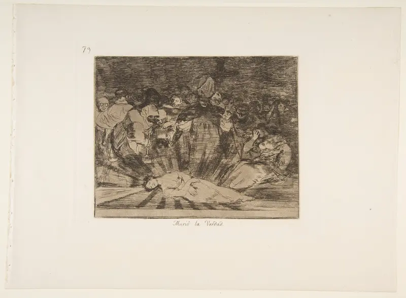 Plate 79 from "The Disasters of War" (Los Desastres de la Guerra): 'Truth has died' (Murió la verdad) Wall Art by Goya (Francisco de Goya y Lucientes) - High-Resolution Digital Print