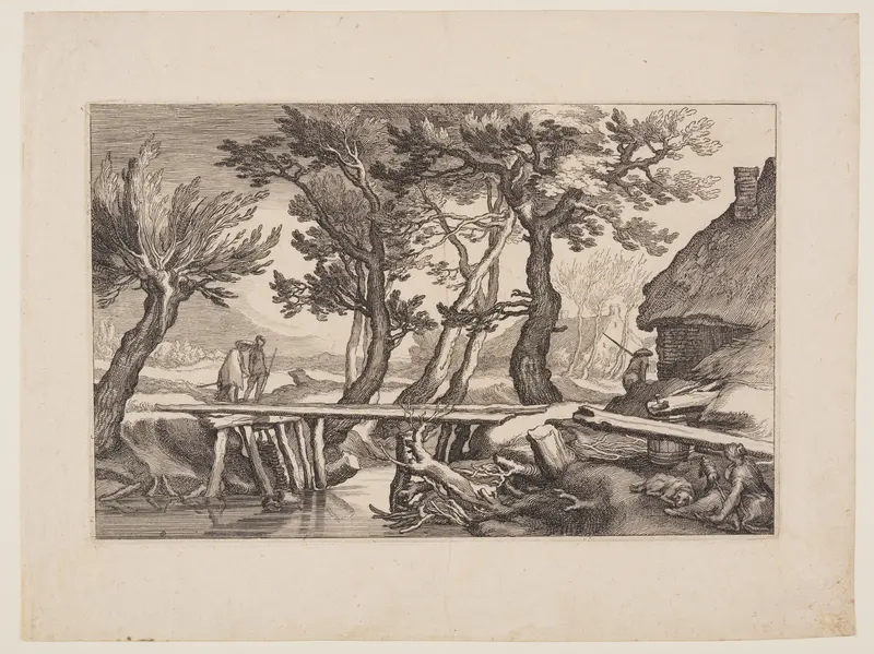 Plate 8, from Landscapes with Farmhouses Wall Art by Boetius Adams Bolswert - High-Resolution Digital Print