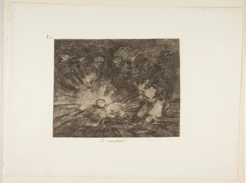 Plate 80 from "The Disasters of War" (Los Desastres de la Guerra): 'Will she rise again?' (Si resucitará?) Wall Art by Goya (Francisco de Goya y Lucientes) - High-Resolution Digital Print