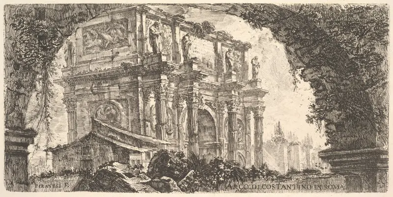 Plate 9: Arch of Constantine in Rome (Arco di Costantino in Roma), from "Antichità Romane de' Tempi della Repubblica, e de' primi Imperatori"