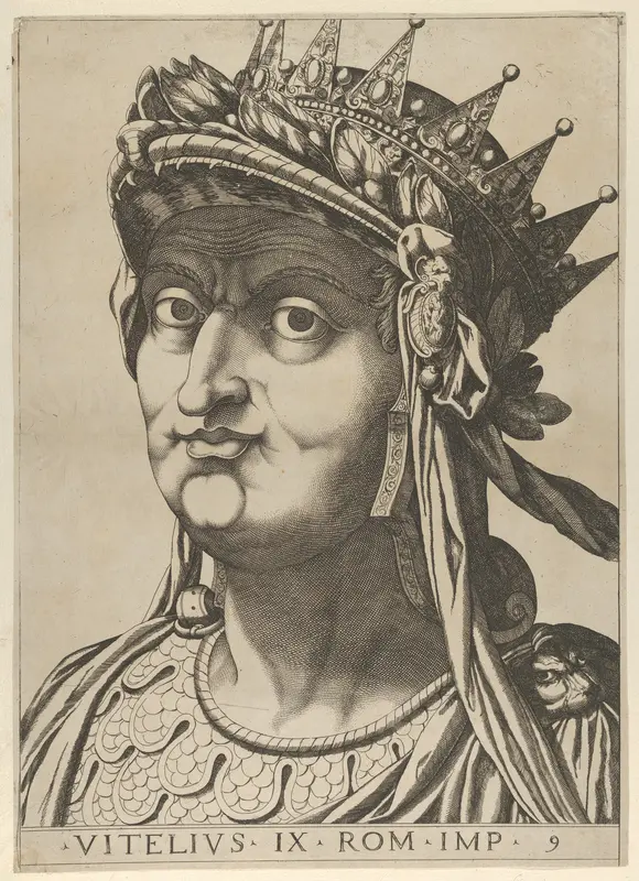 Plate 9: Aulus Vitellius with his head turned slightly to the left, from "The Twelve Caesars" Wall Art by Anonymous - High-Resolution Digital Print
