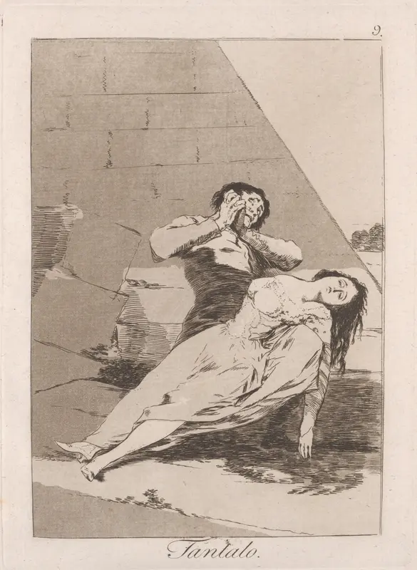 Plate 9 from "Los Caprichos": Tantalus (Tantalo) Wall Art by Goya (Francisco de Goya y Lucientes) - High-Resolution Digital Print