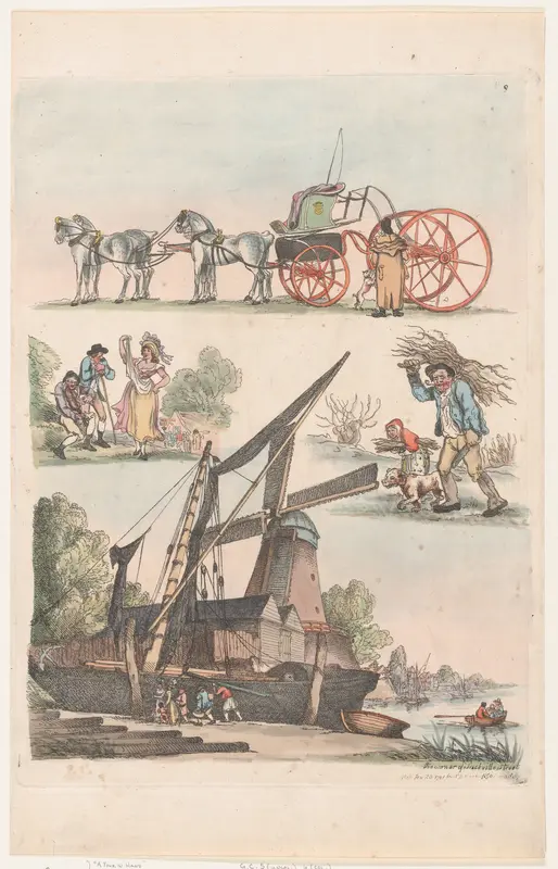 Plate 9, Outlines of Figures, Landscapes and Cattle...for the Use of Learners Wall Art by Thomas Rowlandson - High-Resolution Digital Print
