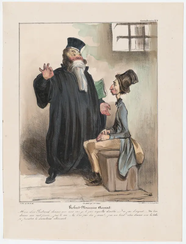 Plate 9: Robert Macaire, barrister, from 'Caricaturana,' published in Les Robert Macaires Wall Art by Honoré Daumier - High-Resolution Digital Print