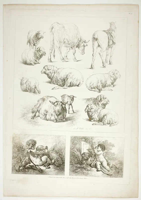 Plate Eight of 38 from Oeuvres de J. B. Huet Wall Art by Jean Baptiste Huet - High-Resolution Digital Print
