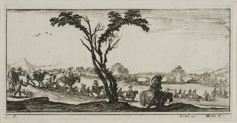 Plate Five from Drawings of Several Movements by Soldiers Wall Art by Stefano della Bella - High-Resolution Digital Print