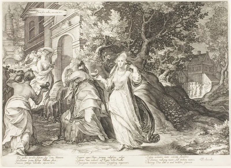 Plate Five, from Five Wise and Five Foolish Virgins Wall Art by Jan Saenredam - High-Resolution Digital Print