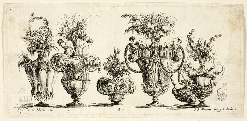 Plate Five from Raccolta di Vasi diversi di Stef. de la Bella Fiorentino Wall Art by Johanna Sibylla Küsel - High-Resolution Digital Print
