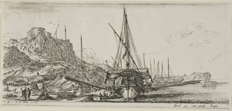 Plate Five from Various Embarkments Wall Art by Stefano della Bella - High-Resolution Digital Print