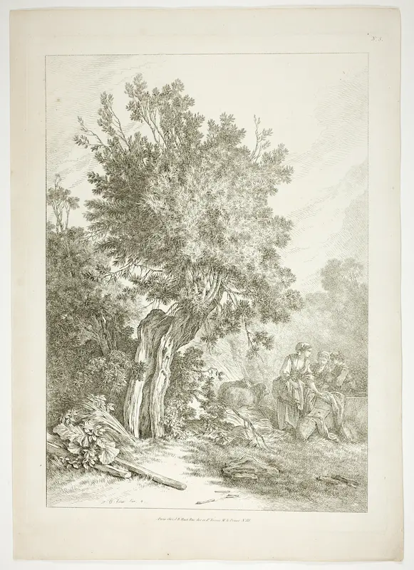 Plate Five of 38 from Oeuvres de J. B. Huet Wall Art by Jean Baptiste Huet - High-Resolution Digital Print