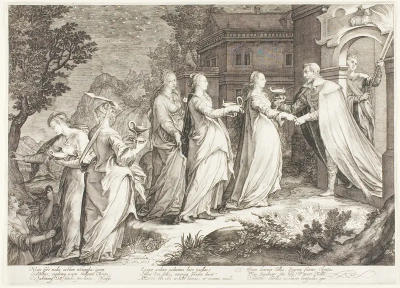 Plate Four, from Five Wise and Five Foolish Virgins Wall Art by Jan Saenredam - High-Resolution Digital Print
