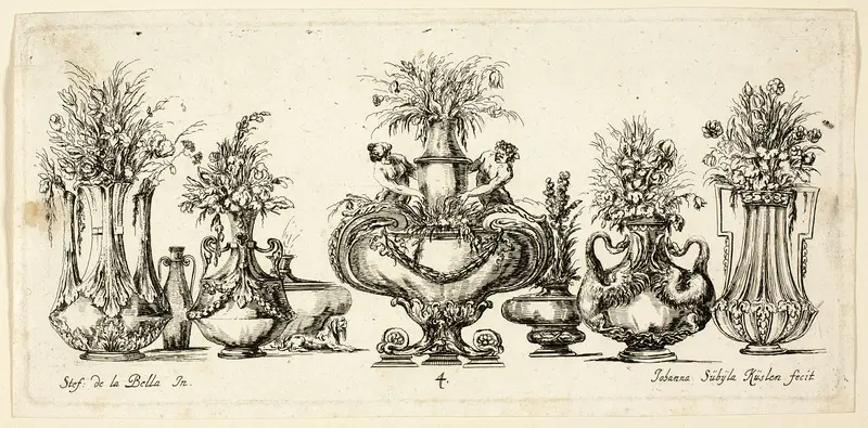 Plate Four from Raccolta di Vasi diversi di Stef. de la Bella Fiorentino Wall Art by Johanna Sibylla Küsel - High-Resolution Digital Print