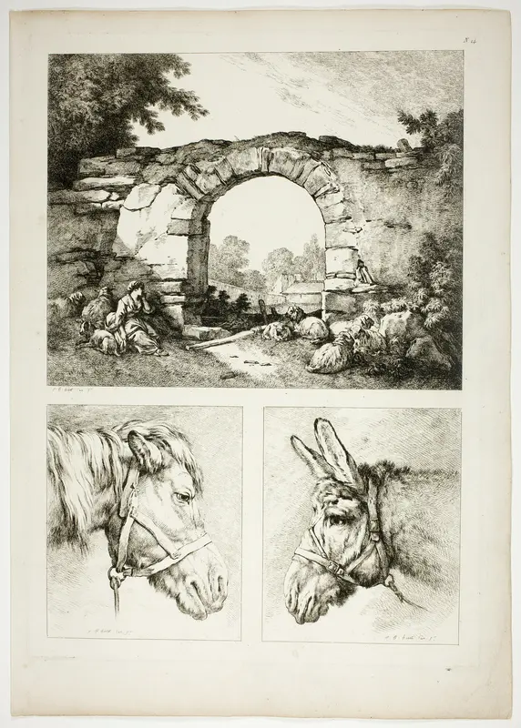Plate Fourteen of 38 from Oeuvres de J. B. Huet Wall Art by Jean Baptiste Huet - High-Resolution Digital Print