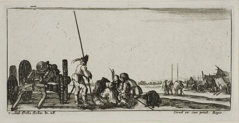 Plate Nine from Drawings of Several Movements by Soldiers Wall Art by Stefano della Bella - High-Resolution Digital Print