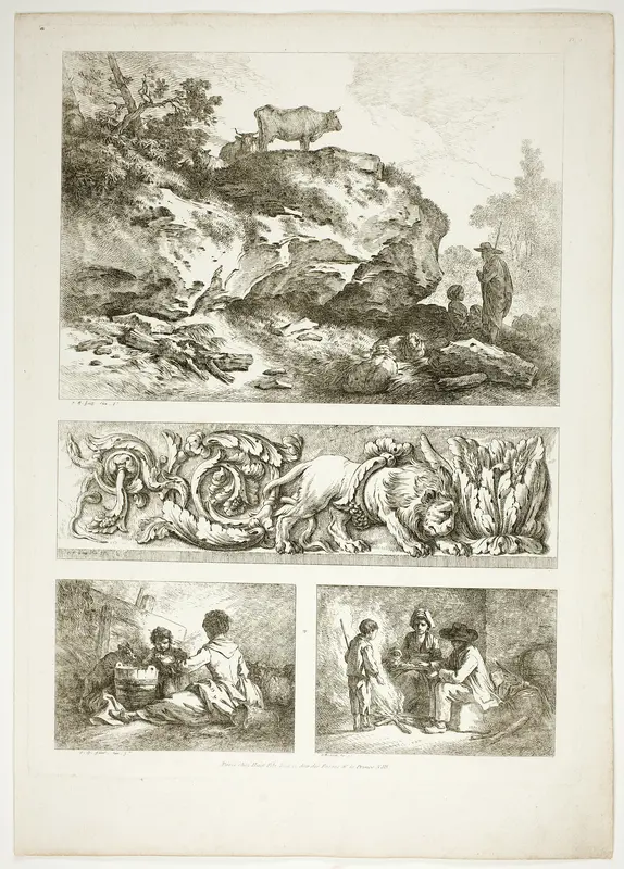 Plate Nine of 38 from Oeuvres de J. B. Huet Wall Art by Jean Baptiste Huet - High-Resolution Digital Print