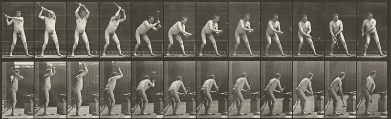 Plate Number 376. Blacksmith, hammering on anvil with two hands Wall Art by Eadweard Muybridge - High-Resolution Digital Print