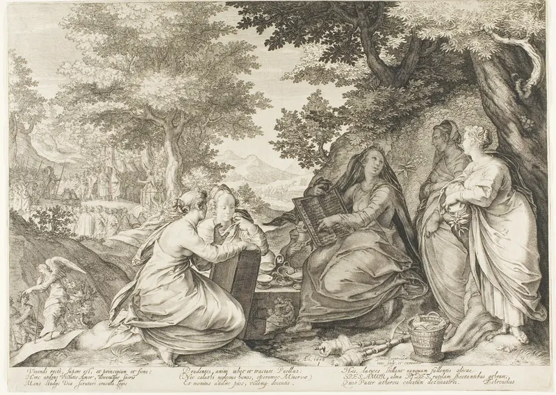 Plate One, from Five Wise and Five Foolish Virgins Wall Art by Jan Saenredam - High-Resolution Digital Print