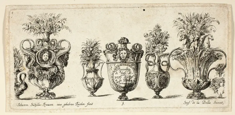 Plate One from Raccolta di Vasi diversi di Stef. de la Bella Fiorentino Wall Art by Johanna Sibylla Küsel - High-Resolution Digital Print