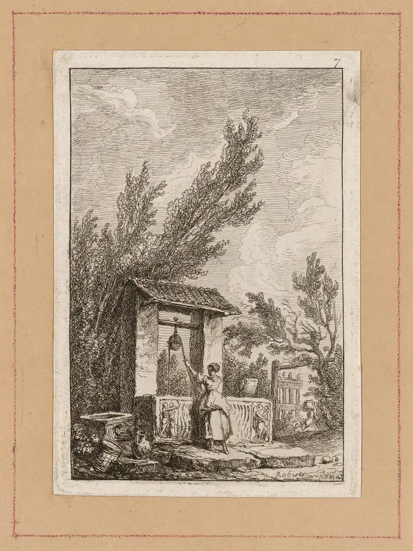 Plate Seven from Evenings in Rome Wall Art by Hubert Robert - High-Resolution Digital Print